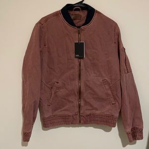 ASOS Bomber Jacket in Washed Burgundy Denim
